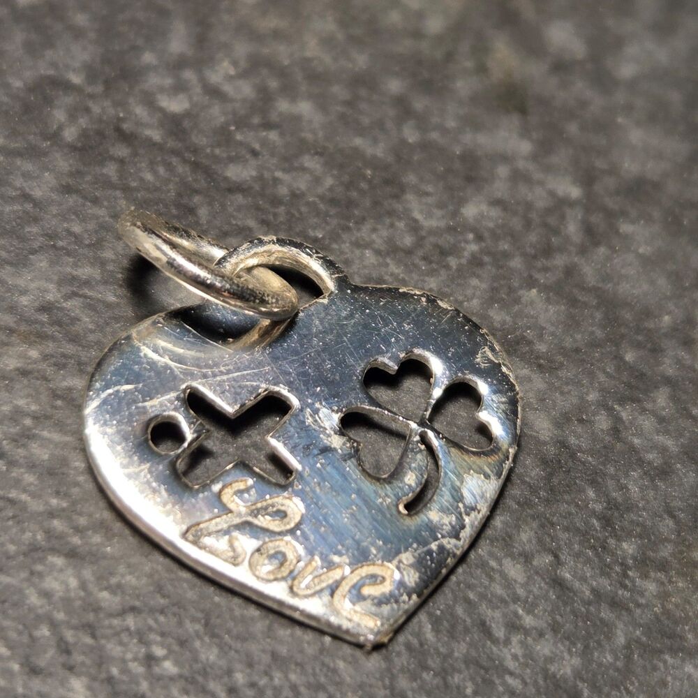 Love Heart Pendant  w/ Shamrock Sterling Silver Pendant